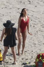 SHAY MITCHELL in a Red Swimsuit Films Scenes for Baywatch Reboot at Leo Carrillo Beach in Malibu 04/08/2026