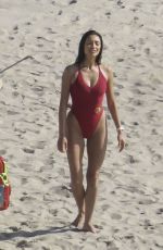 SHAY MITCHELL in a Red Swimsuit Films Scenes for Baywatch Reboot at Leo Carrillo Beach in Malibu 04/08/2026