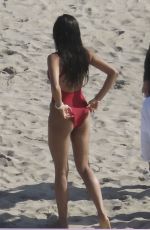 SHAY MITCHELL in a Red Swimsuit Films Scenes for Baywatch Reboot at Leo Carrillo Beach in Malibu 04/08/2026