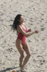 SHAY MITCHELL in a Red Swimsuit Films Scenes for Baywatch Reboot at Leo Carrillo Beach in Malibu 04/08/2026