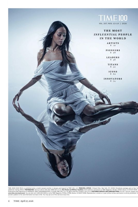 ZOE SALDANA in TIME – The 100 Most Influential People, April 2026