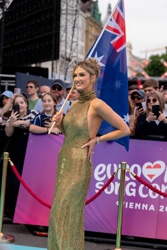 DELTA GOODREM at Turquoise Carpet of 70th Eurovision Song Contest Opening Ceremony 05/10/2026