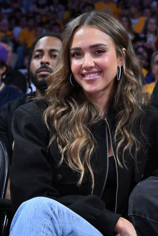 JESSICA ALBA at Game 4 of NBA Playoff Series Between L.A. Lakers and Oklahoma City Thunder in Los Angeles 05/11/2026