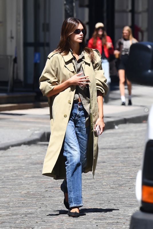 KAIA GERBER in a Trench Coat Out and About in New York City 05/07/2026