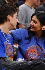 KYLIE JENNER and Timothee Chalamet at Knicks-Cavs Game 4 in Rocket Arena in Cleveland 05/25/2026