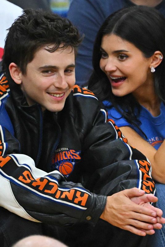 KYLIE JENNER and Timothee Chalamet at Knicks-Cavs Game 4 in Rocket Arena in Cleveland 05/25/2026