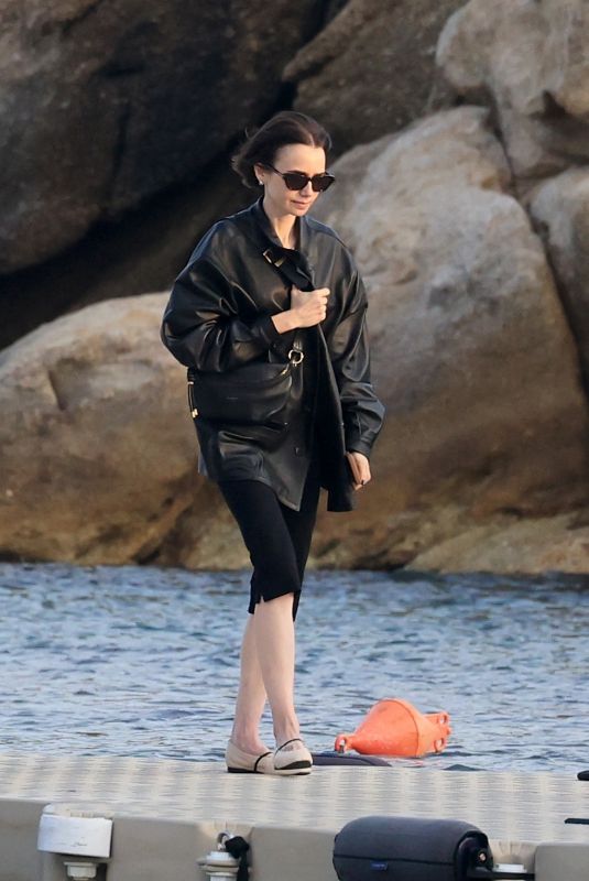 LILY COLLINS Takes a Lunch Break on the Set of Emily in Paris at Mykonos in Greece 05/23/2026