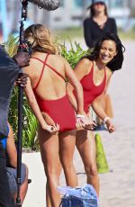 SHAY MITCHELL and HASSIE HARRISON in Swimsuits Film Scenes for Baywatch Reboot at Venice Beach 05/01/2026