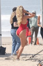 BROOKS NADER in a Red Swimsuit on the Set of Baywatch Reboot in Long Beach 06/24/2026