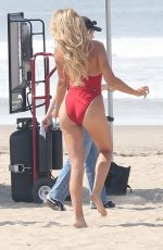 BROOKS NADER in a Red Swimsuit on the Set of Baywatch Reboot in Long Beach 06/24/2026