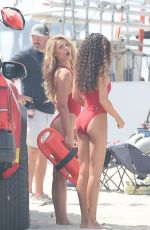 BROOKS NADER in a Red Swimsuit on the Set of Baywatch Reboot in Long Beach 06/24/2026