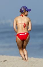HAYDEN PANNETIERE in a Red Bikini on the Beach in Malibu 06/06/2010