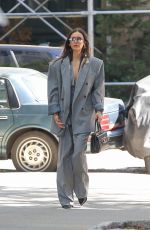 NINA DOBREV in a Grey Suit Out and About in New York City 06/08/2026