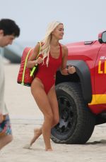 OLIVIA DUNNE in red Swimsuit on the Set of Baywatch in Los Angeles 06/03/2026