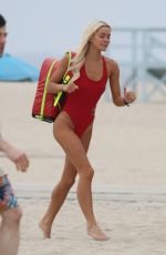 OLIVIA DUNNE in red Swimsuit on the Set of Baywatch in Los Angeles 06/03/2026