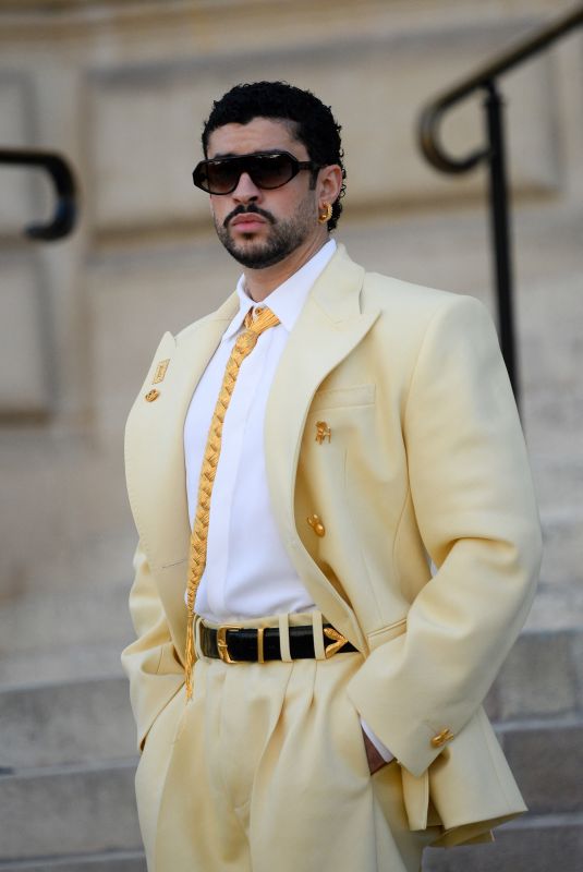Bad Bunny at Schiaparelli Haute Couture Fall/Winter 2026/2027 show as part of Paris Fashion Week 07/06/2026