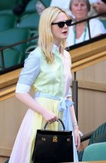 ELLE FANNING at 2026 Wimbledon Tennis Championships at All England Lawn Tennis and Croquet Club in London 07/08/2026