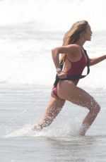 HASSIE HARRISON in a Red Swimsuit on the Set of Baywatch Reboot in Los Angeles 06/30/2026