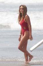 HASSIE HARRISON in a Red Swimsuit on the Set of Baywatch Reboot in Los Angeles 06/30/2026