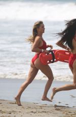HASSIE HARRISON in a Red Swimsuit on the Set of Baywatch Reboot in Los Angeles 06/30/2026