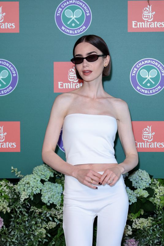 LILY COLLINS at Day Fourteen of 2026 Wimbledon Tennis Championships in London 07/12/2026