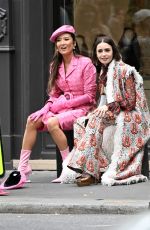 LILY COLLINS on the Set of Emily in Paris in Paris 07/02/2026