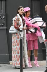 LILY COLLINS on the Set of Emily in Paris in Paris 07/02/2026