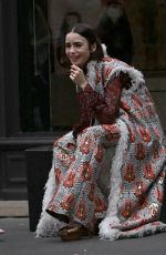 LILY COLLINS on the Set of Emily in Paris in Paris 07/02/2026