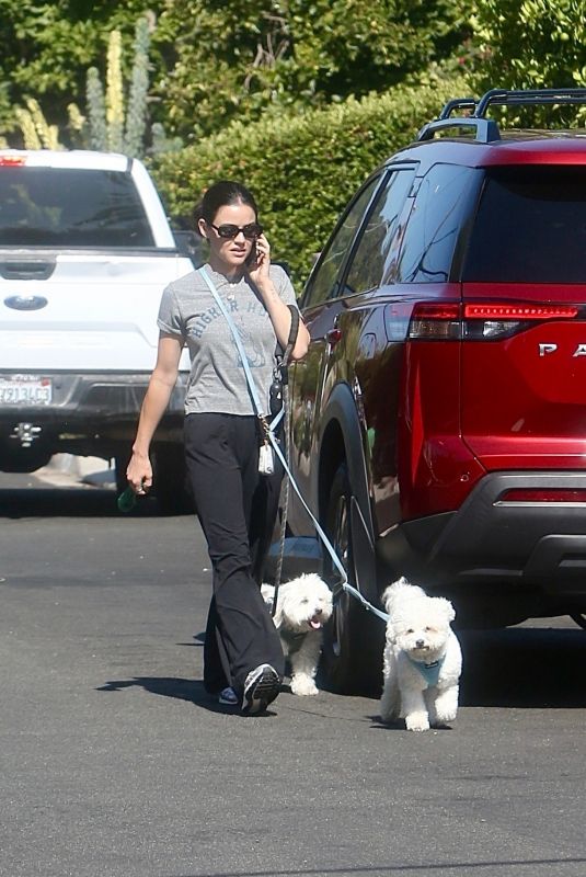 LUCY HALE Out Walking Her Dogs in Studio City 07/10/2026