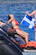 STEPHANIE MCMAHON in Bikini Enjoying a Relaxing Boat Trip Around Mykonos Island 08/15/2025