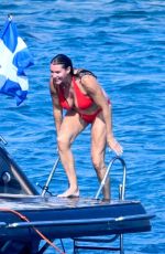 STEPHANIE MCMAHON in Bikini Enjoying a Relaxing Boat Trip Around Mykonos Island 08/15/2025